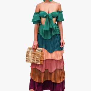Colorful Crop Top and Skirt Set